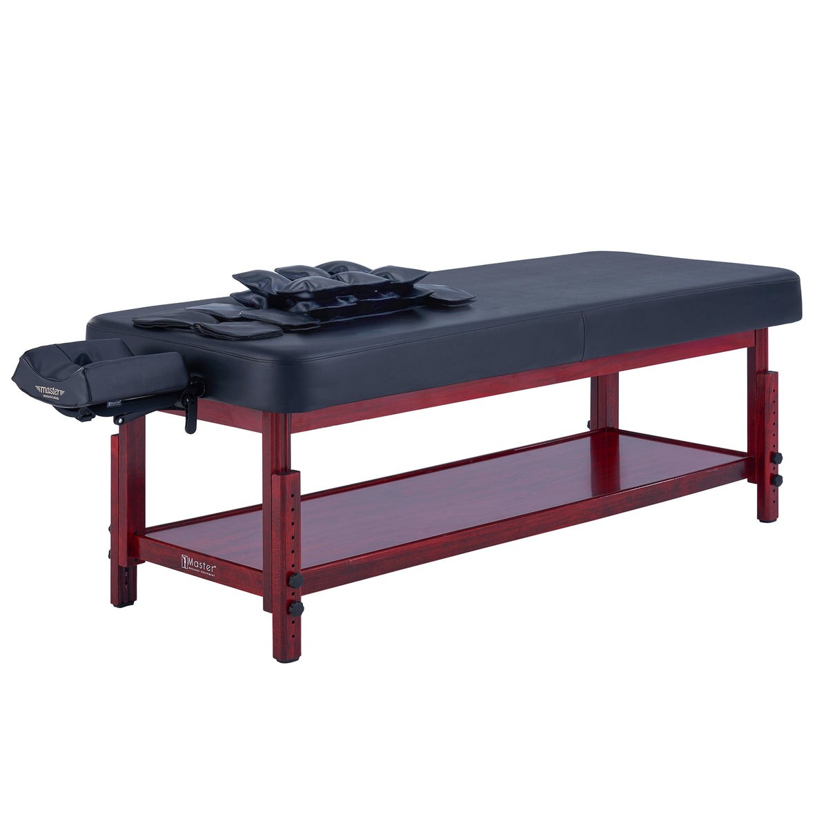 Master Massage - 30” AirMaster Full Body Stretching Airwave Stationary Massage Table with Airbags. 3D Lumbar Traction - Neck, Back, Waist, Hip Relaxation & Pain Relief for Professional & Home Use Chiropractic Table (Mahogany color frame)