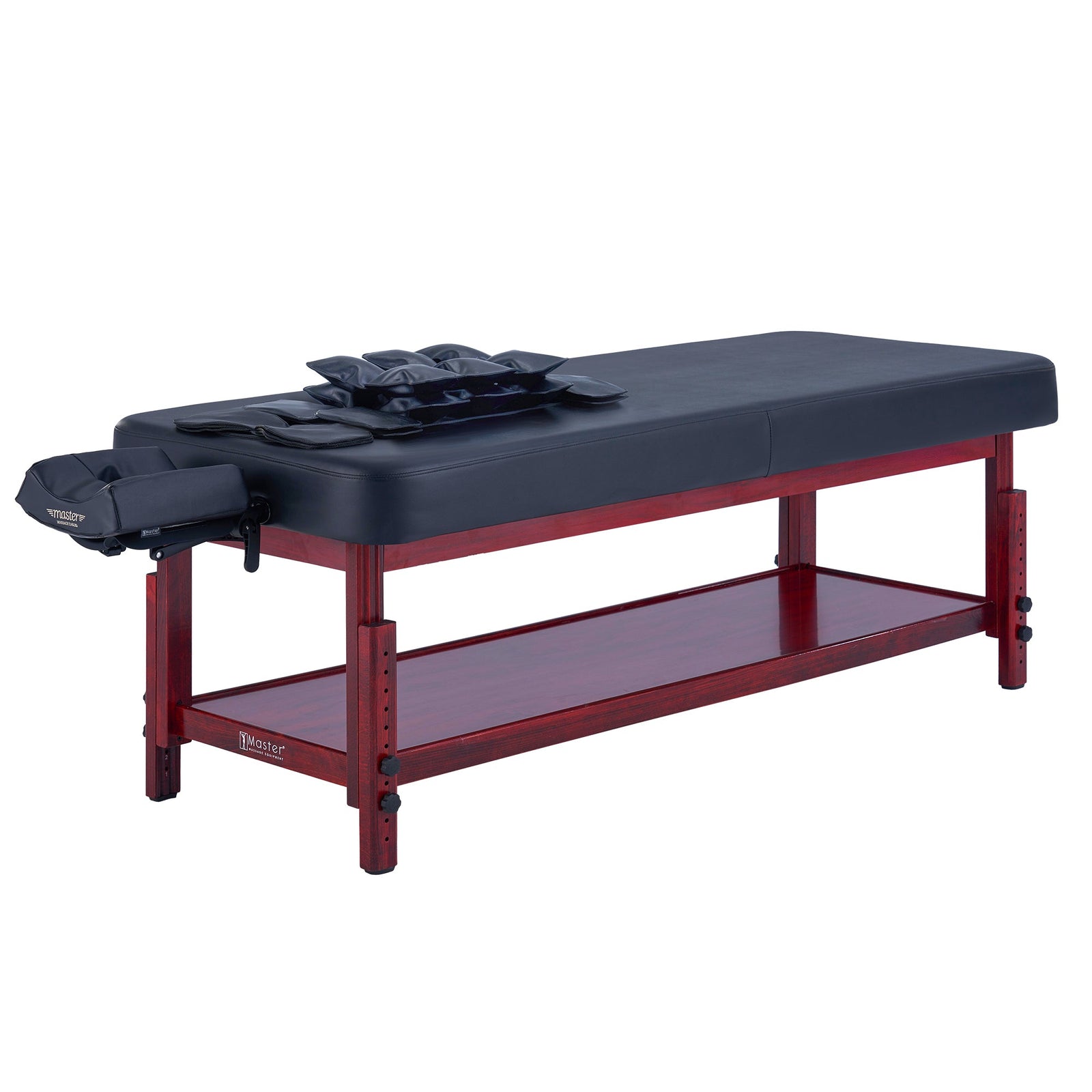 Master Massage - 30” AirMaster Full Body Stretching Airwave Stationary Massage Table with Airbags. 3D Lumbar Traction - Neck, Back, Waist, Hip Relaxation & Pain Relief for Professional & Home Use Chiropractic Table (Mahogany color frame)
