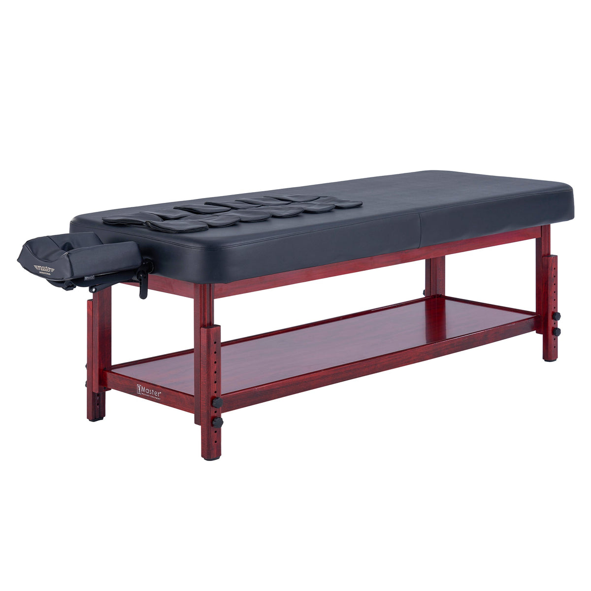 Master Massage - 30” AirMaster Full Body Stretching Airwave Stationary Massage Table with Airbags. 3D Lumbar Traction - Neck, Back, Waist, Hip Relaxation & Pain Relief for Professional & Home Use Chiropractic Table (Mahogany color frame)