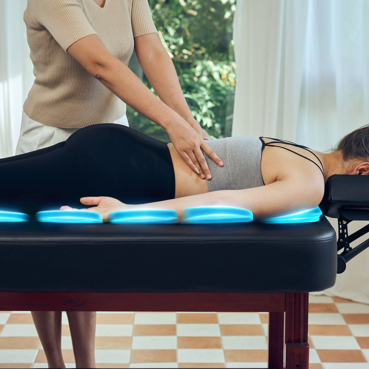 Master Massage - 30” AirMaster Full Body Stretching Airwave Stationary Massage Table with Airbags. 3D Lumbar Traction - Neck, Back, Waist, Hip Relaxation & Pain Relief for Professional & Home Use Chiropractic Table (Mahogany color frame)