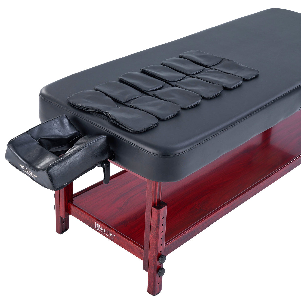 Master Massage - 30” AirMaster Full Body Stretching Airwave Stationary Massage Table with Airbags. 3D Lumbar Traction - Neck, Back, Waist, Hip Relaxation & Pain Relief for Professional & Home Use Chiropractic Table (Mahogany color frame)