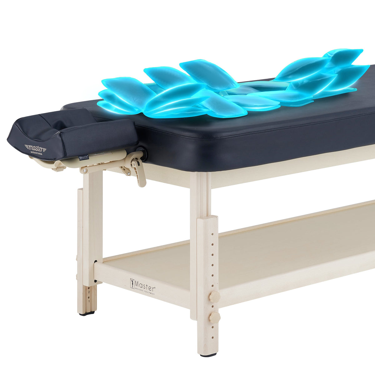 Master Massage - 30” AirMaster Full Body Stretching Airwave Stationary Massage Table with Airbags. 3D Lumbar Traction - Neck, Back, Waist, Hip Relaxation & Pain Relief for Professional & Home Use Chiropractic Table (Natual color frame)