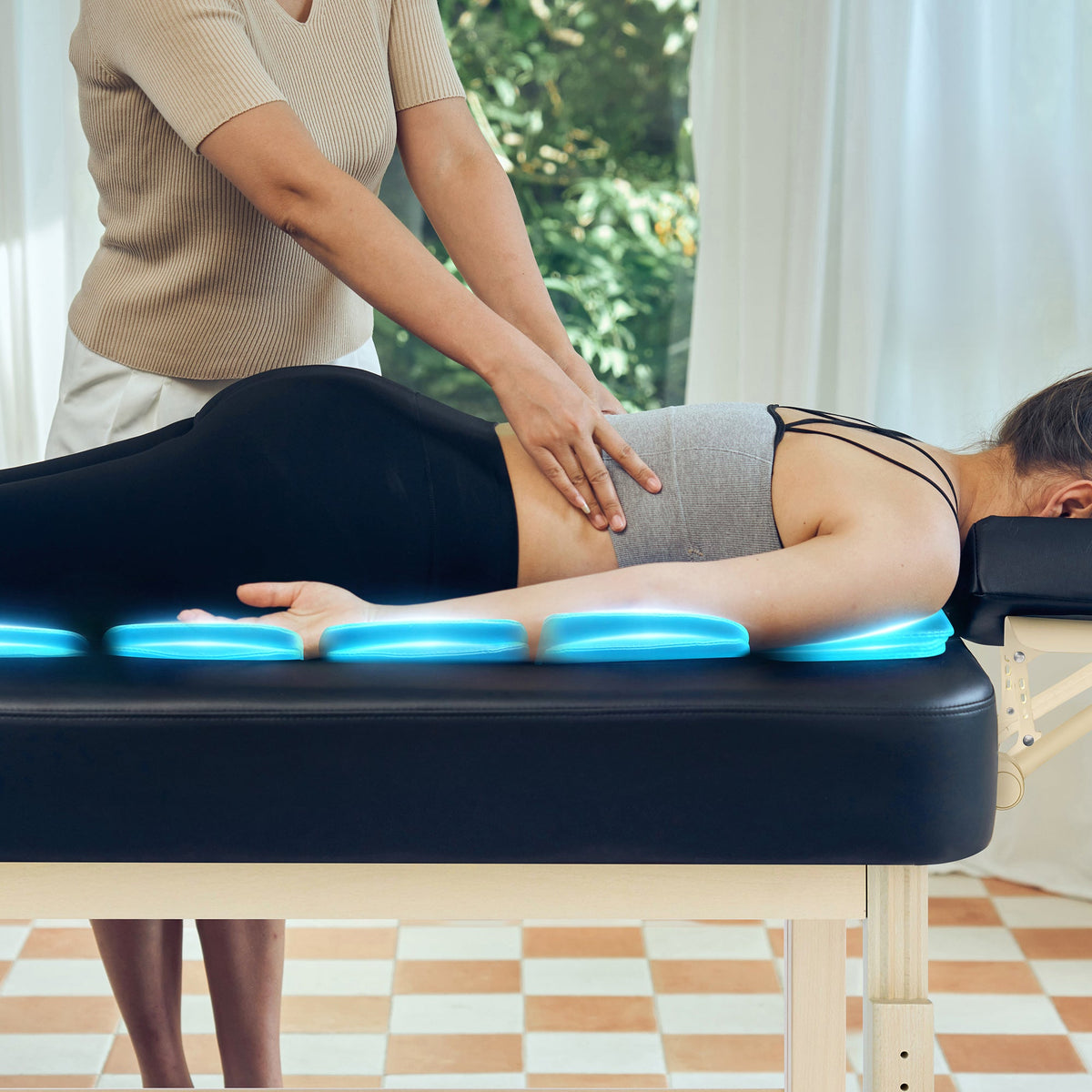Master Massage - 30” AirMaster Full Body Stretching Airwave Stationary Massage Table with Airbags. 3D Lumbar Traction - Neck, Back, Waist, Hip Relaxation & Pain Relief for Professional & Home Use Chiropractic Table (Natual color frame)
