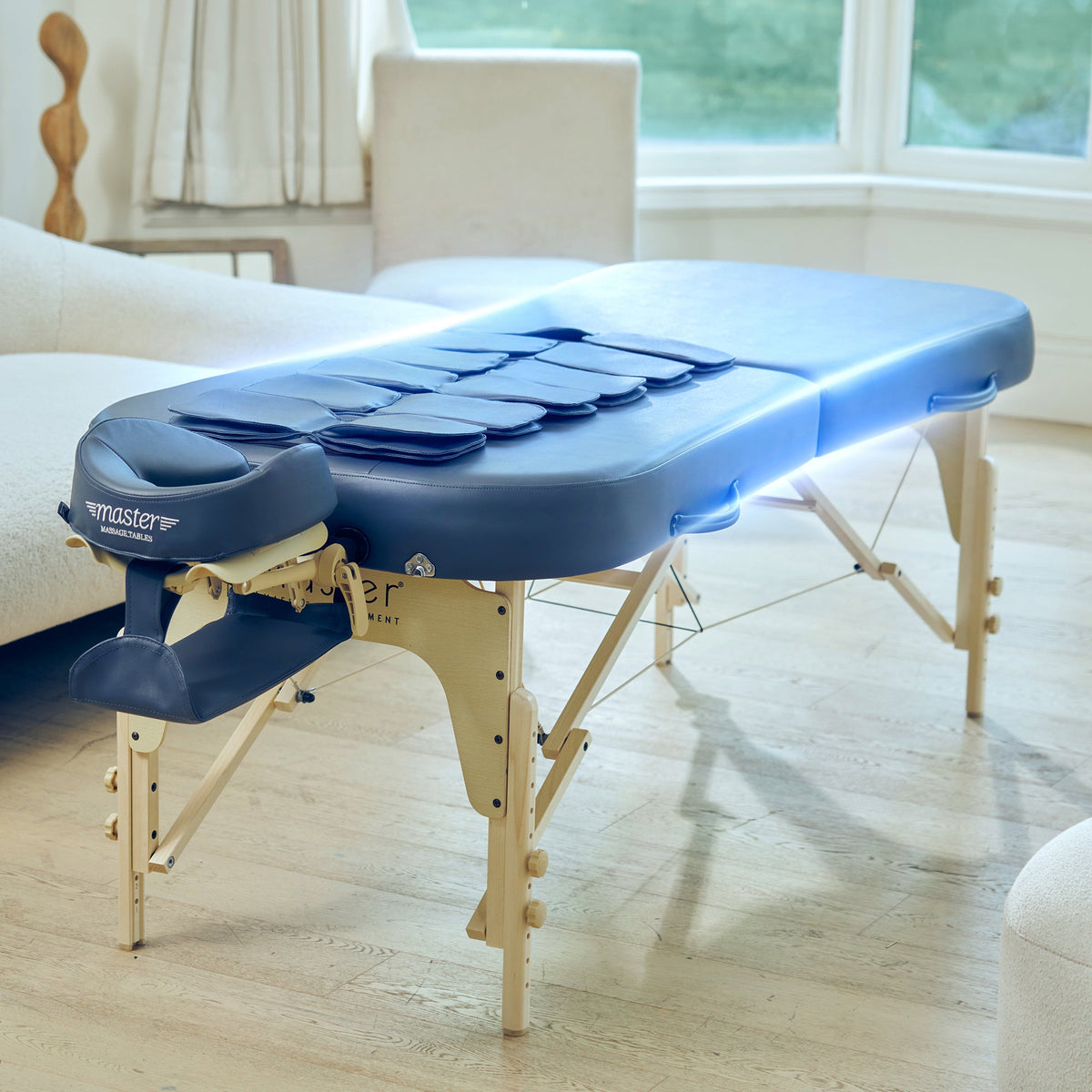 Master Massage - 30” Concord Airwave Full Body Stretching Portable Massage Table with Airbags Compression, Lumbar & Neck Traction, Back, Waist, Hip Leg Massage. For Beauty Salon, Massage Professionals and Home Use Chiropractic Table (Royal Blue)