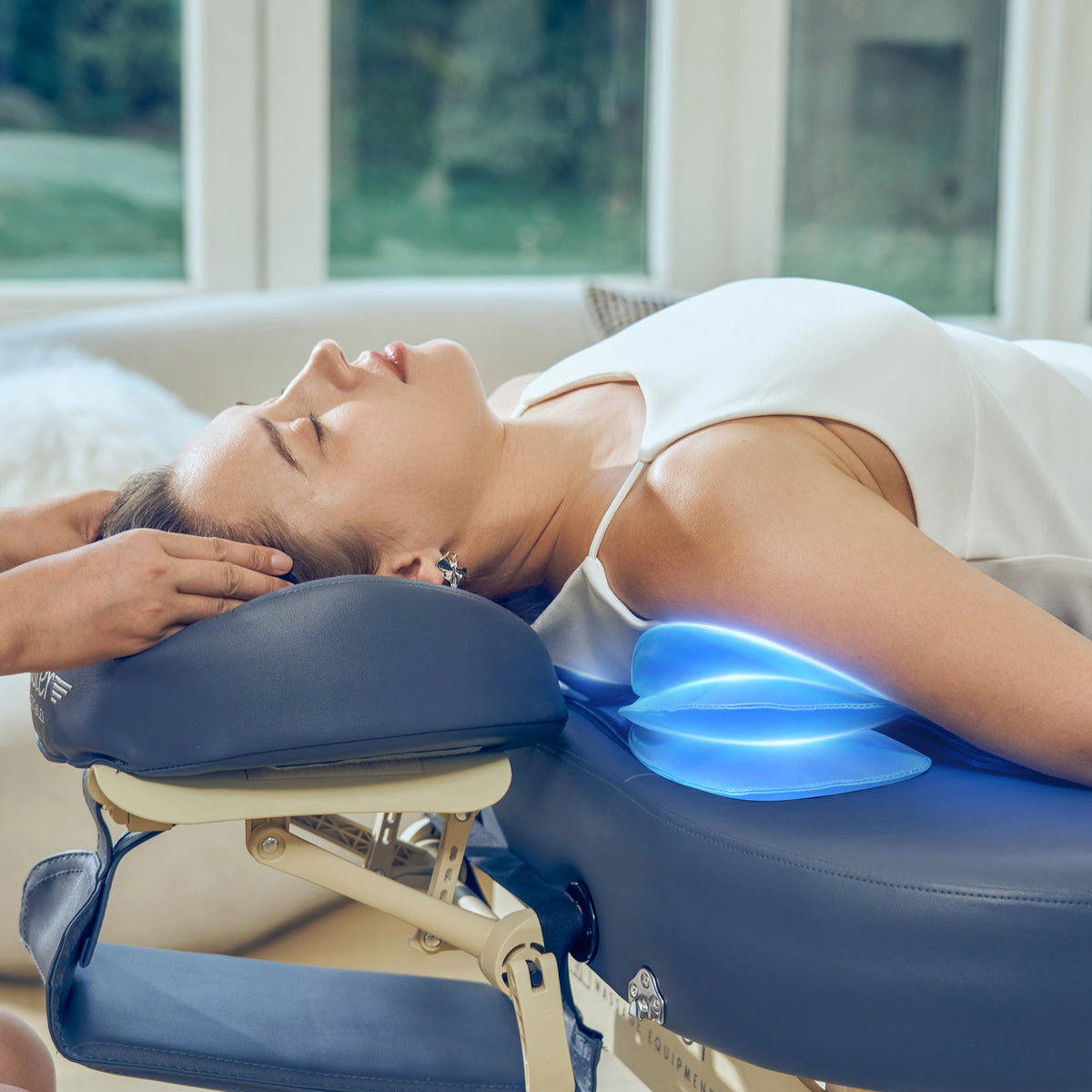 Master Massage - 30” Concord Airwave Full Body Stretching Portable Massage Table with Airbags Compression, Lumbar & Neck Traction, Back, Waist, Hip Leg Massage. For Beauty Salon, Massage Professionals and Home Use Chiropractic Table (Royal Blue)