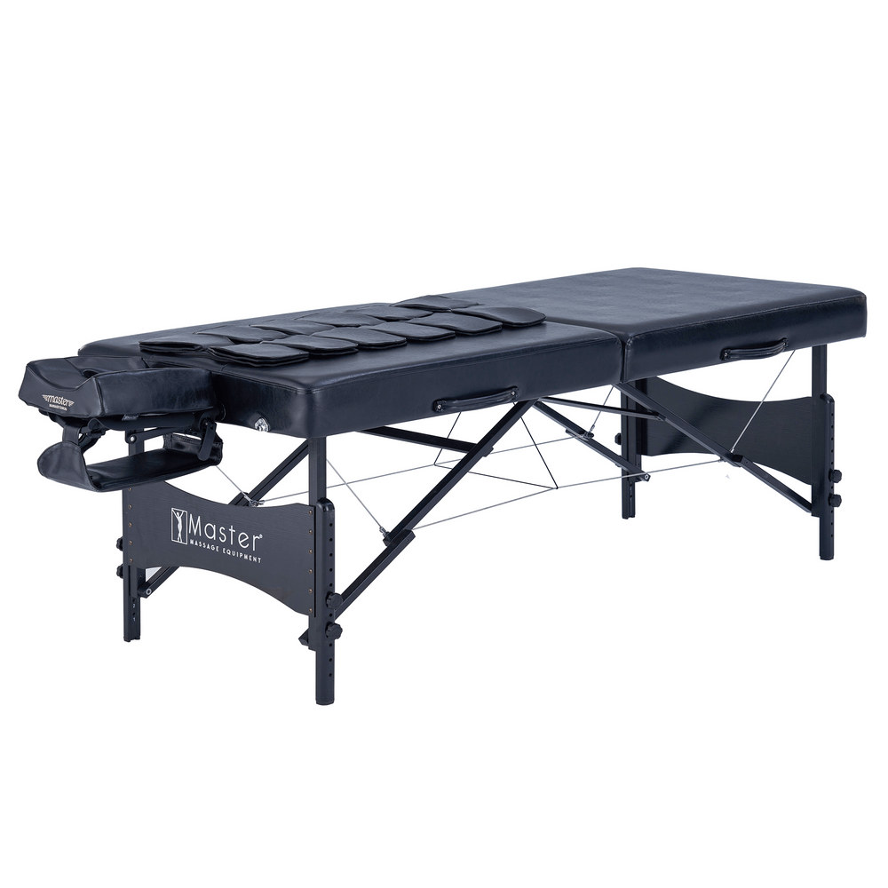 Master Massage - 30” Monaco Airwave Full Body Stretching Portable Massage Table with Airbags, 3D Lumbar Traction - Neck, Back, Waist, Hip Relaxation & Pain Relief for Professional & Home Use Chiropractic Table (Black)