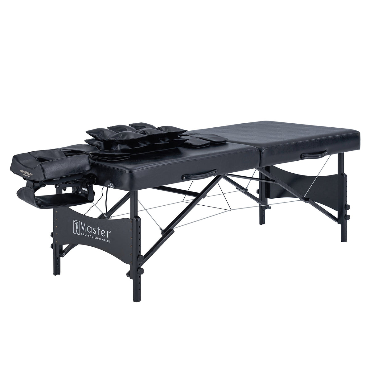 Master Massage - 30” Monaco Airwave Full Body Stretching Portable Massage Table with Airbags, 3D Lumbar Traction - Neck, Back, Waist, Hip Relaxation & Pain Relief for Professional & Home Use Chiropractic Table (Black)
