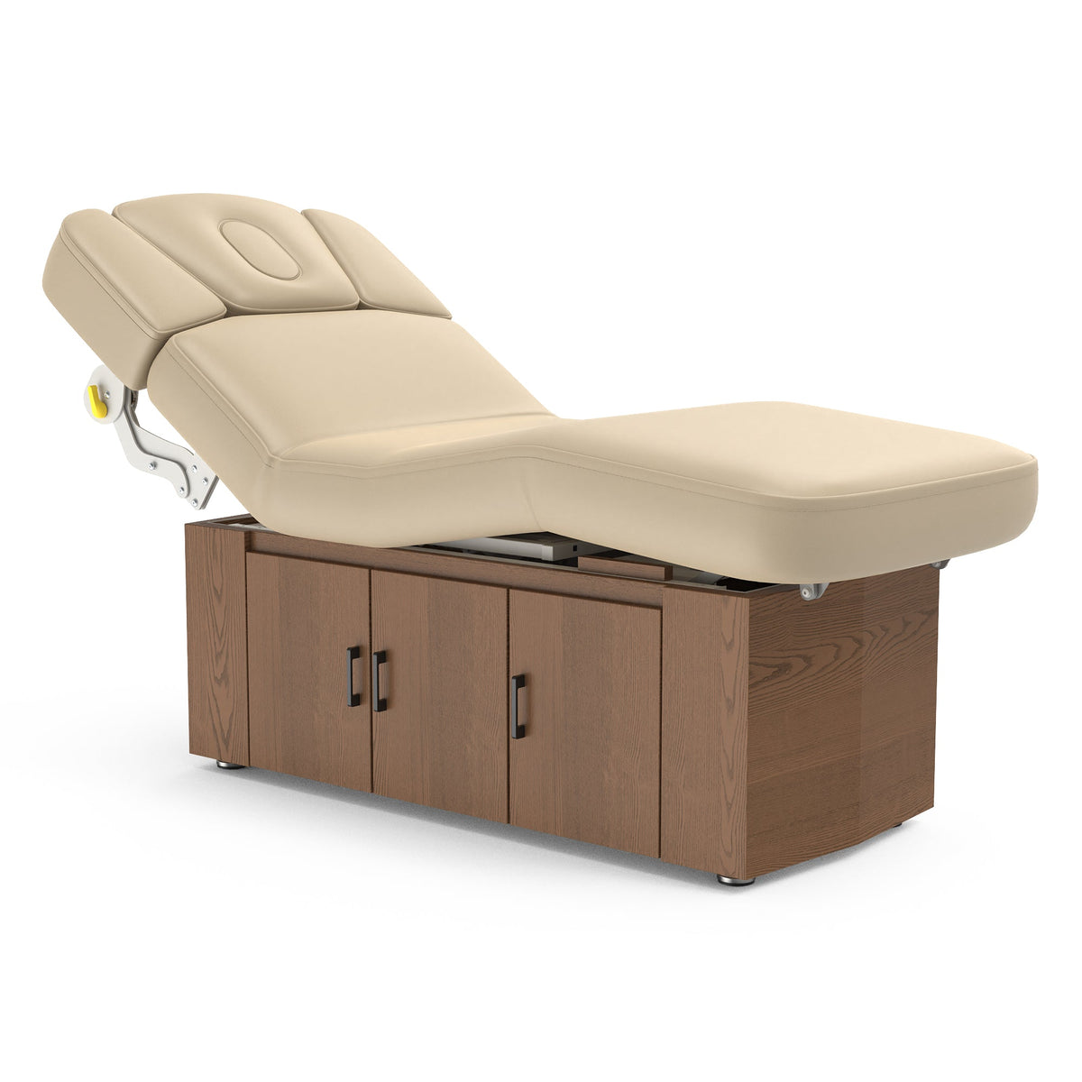 Master Massage - 31” Alexander Salon Electric Spa & Massage Table, Light Walnut – Premium Electric Medi Spa Treatment Bed with a Open Door Storage Space