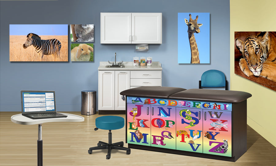 Clinton Industries - 7955-1 Pediatric Cabinet Treatment Table, Flat Top. Imagination, Alphabet Animals - Clinton Industries product image