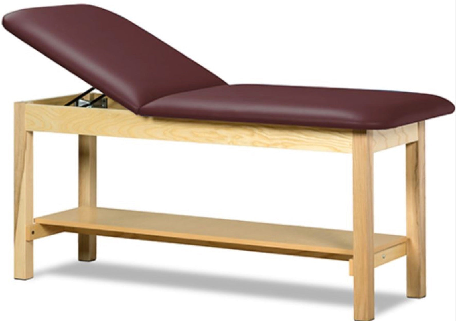 Clinton Industries - 1006-38 Classic Treatment Table w/ Adjustable Back & Shelf. 78"L x 30"W. 600 lbs Capacity Bariatric [Natural Finish] - product image 1