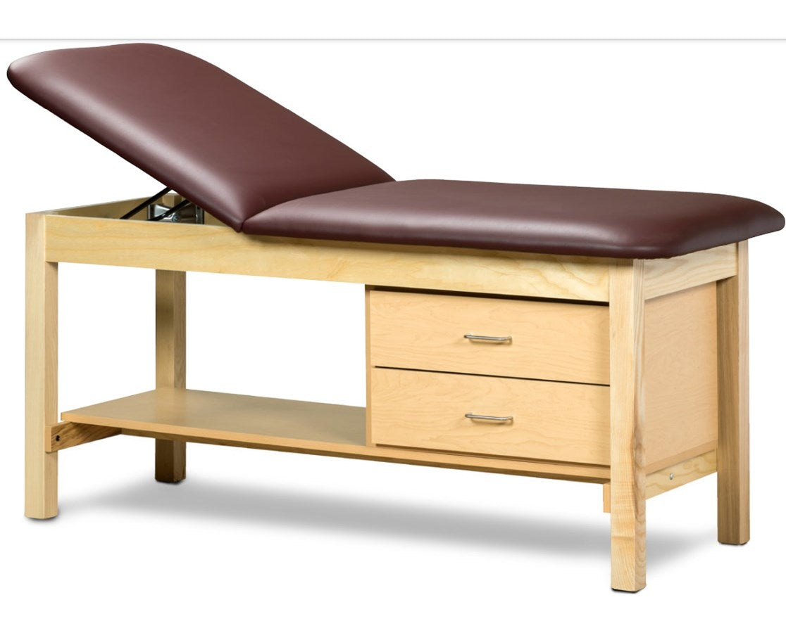 Clinton Industries - 1013-30 Classic Treatment Table w/ Adjustable Back, Drawers & Shelf. 72"L x 30"W. 400 lbs Capacity [Natural Finish] - product image 1