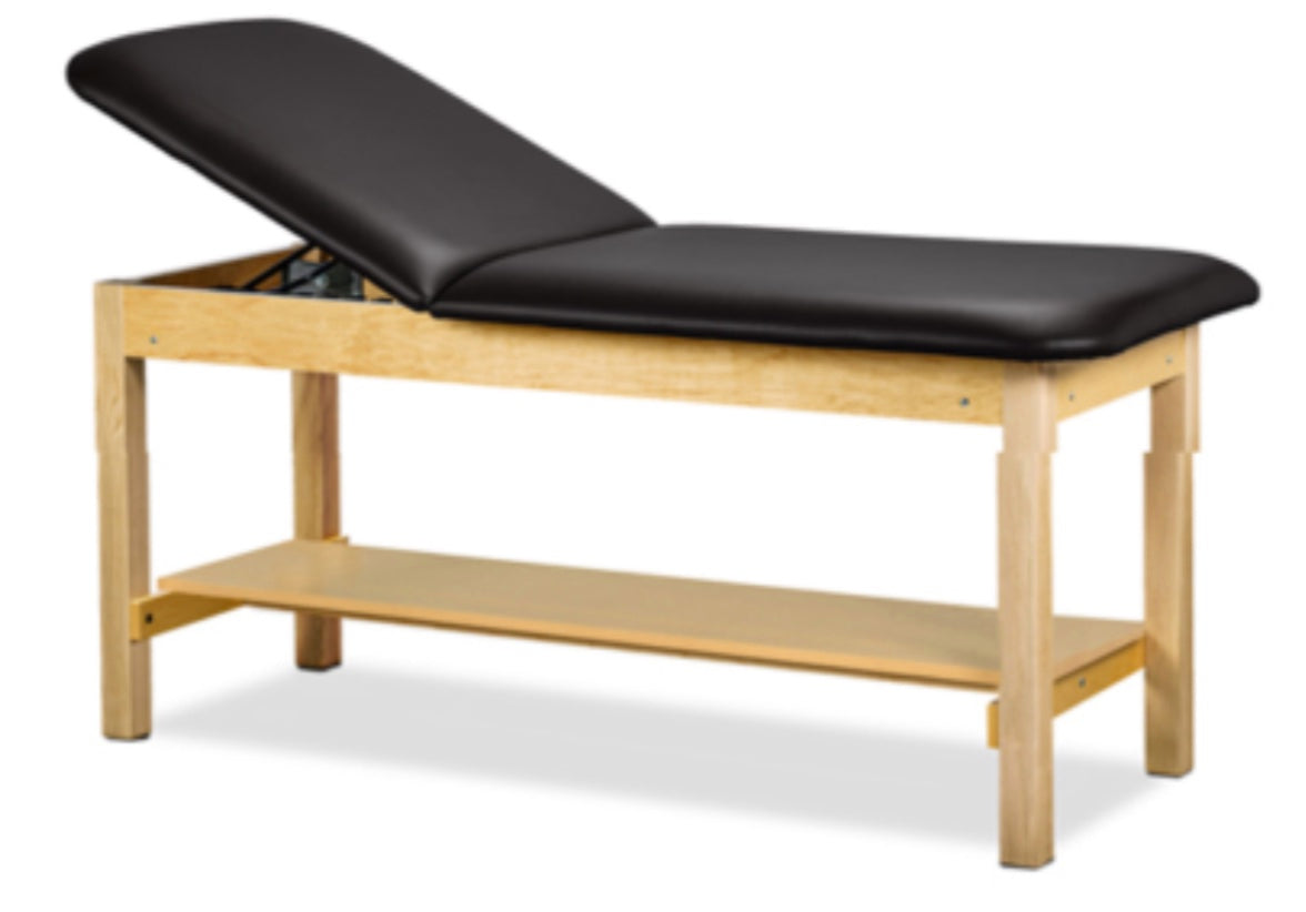 Clinton Industries - 1025-24 Classic Treatment Table w/ Adjustable Back & Shelf. 72"L x 24"W. 500 lbs Capacity [Natural Finish] - product image 1