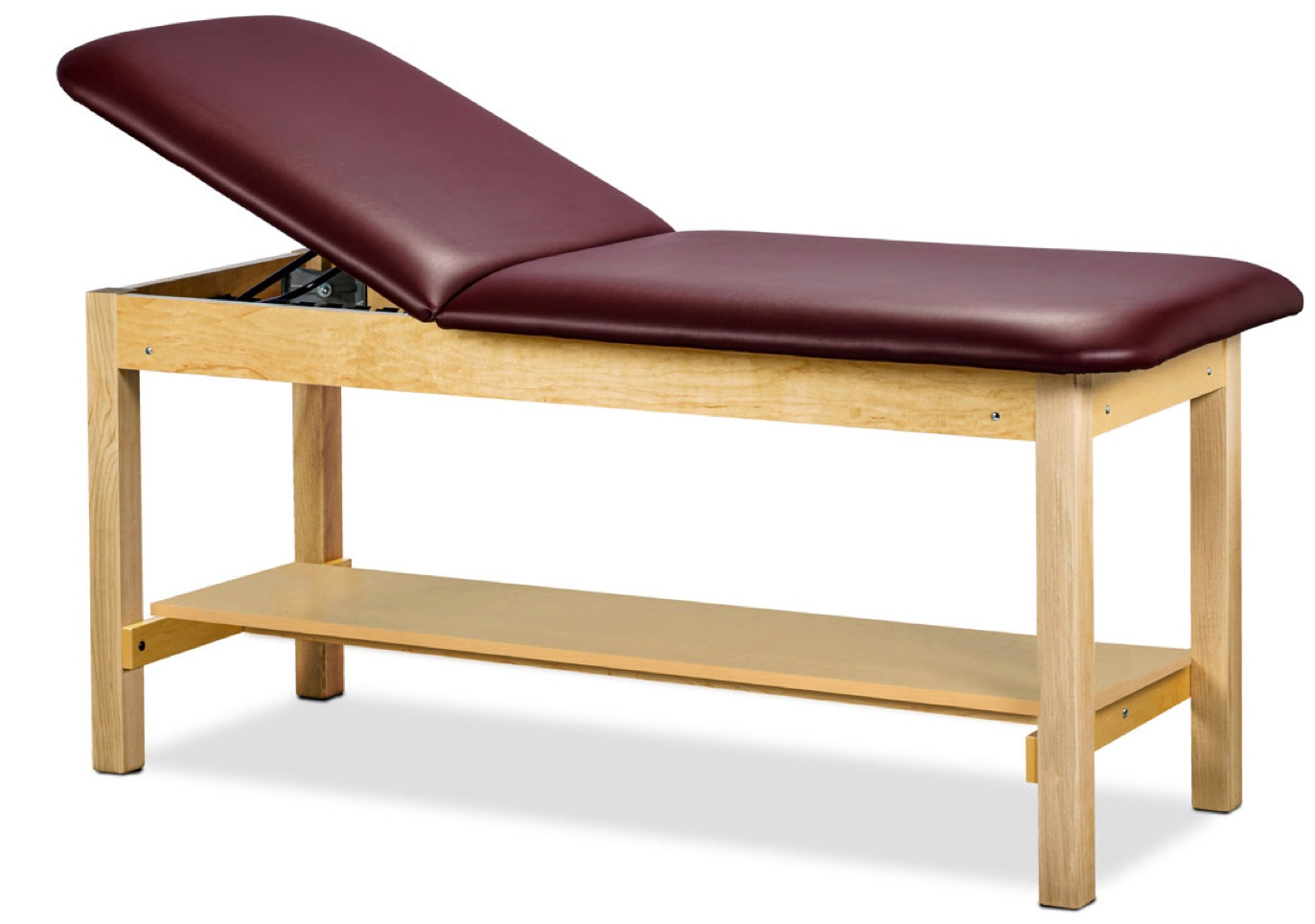 Clinton Industries - 1025-30 Classic Treatment Table w/ Adjustable Back & Shelf. 72"L x 30"W. 500 lbs Capacity Bariatric [Natural Finish] - product image 1