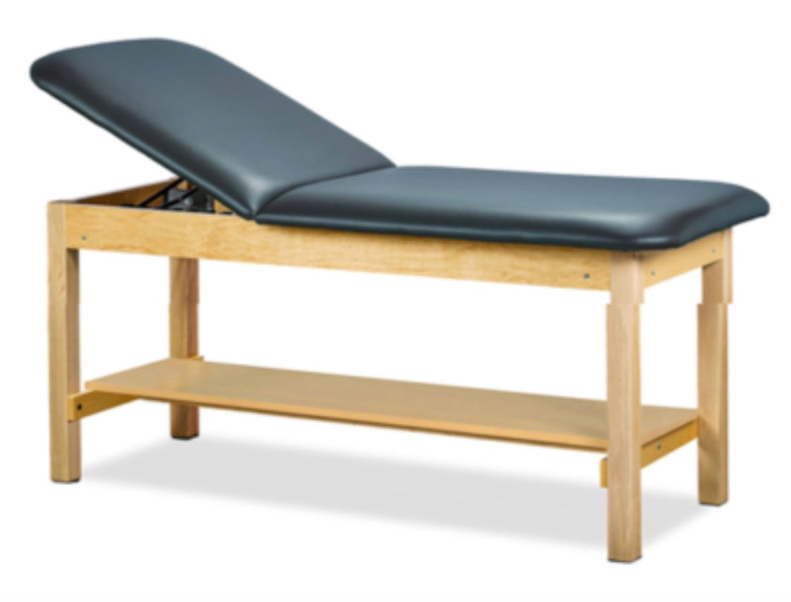 Clinton Industries - 1025-38 Classic Treatment Table w/ Adjustable Back & Shelf. 78"L x 30"W. 500 lbs Capacity Bariatric [Natural Finish] - product image 1
