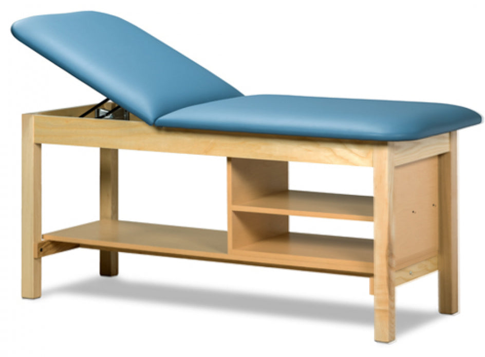 Clinton Industries - 1030-38 Classic Treatment Table w/ Adjustable Back & Shelving. 400 lbs Capacity, 78"L x 30"W [Natural Finish] - product image 1