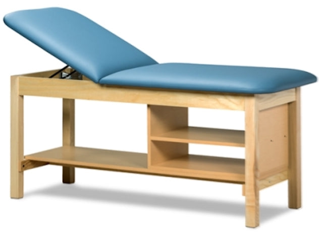 Clinton Industries - 1035-30 Classic Treatment Table w/ Adjustable Back & Shelving. 500 lbs Capacity Bariatric. 72"L x 30"W [Natural Finish] - product image 2