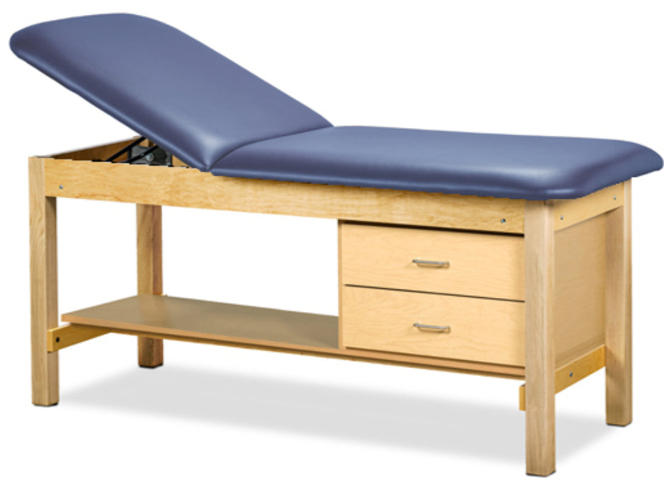 Clinton Industries - 1135-27 Classic Treatment Table w/ Adjustable Back, Drawers & Shelf. 72"L x 27"W. 500 lbs Capacity [Natural Finish] - product image 1