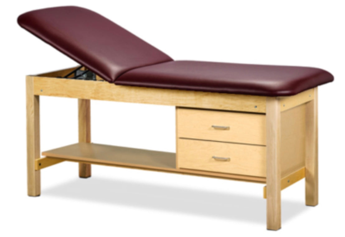 Clinton Industries - 1135-30 Classic Treatment Table w/ Adjustable Back, Drawers & Shelf. 72"L x 30"W. 500 lbs Capacity Bariatric [Natural Finish] - product image 1