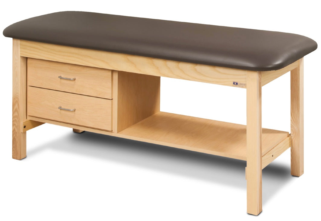 Clinton Industries - 1300-38 Classic Treatment Table w/ Drawers, Shelf & Flat Top. 400 lbs Capacity. 78"L x 30"W [Natural Finish] - product image 1