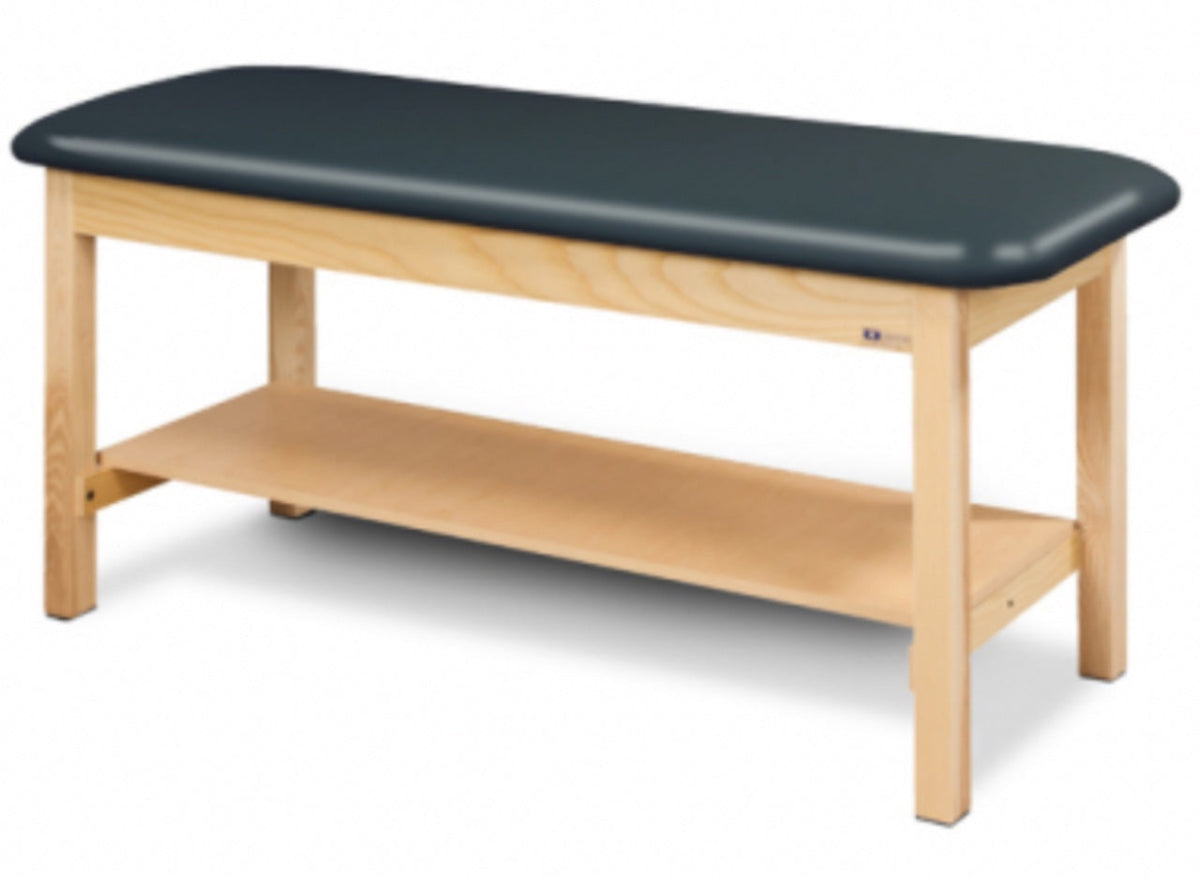 Clinton Industries - 1025-24-088 Classic Treatment Table w/ Shelf & Flat Top. 500 lbs Capacity Bariatric. 24" W x 72" L [Natural Finish] - product image 1