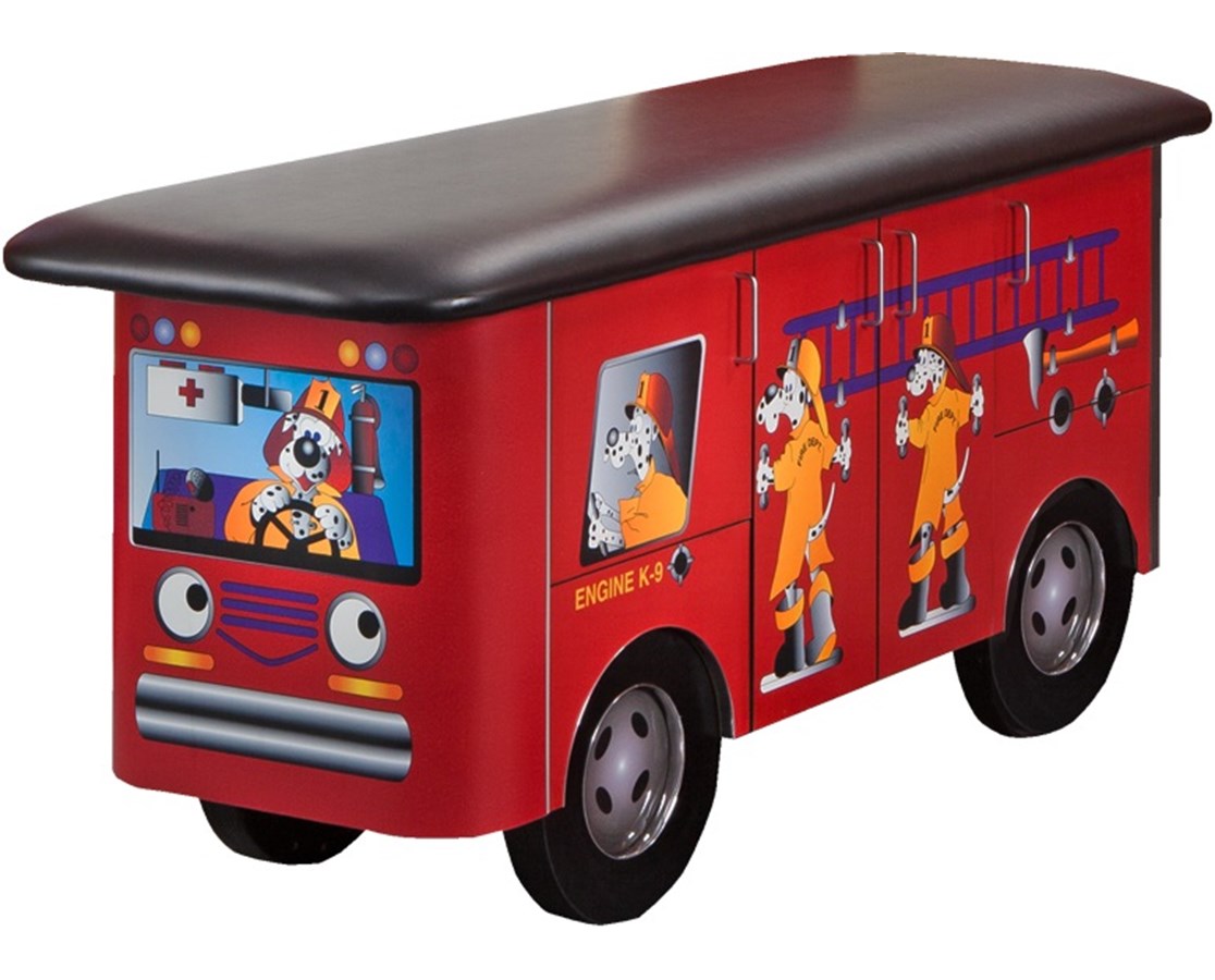 Clinton Industries - 7030 Pediatric Cabinet Treatment Table w/ Flat Top. Engine K-9 Truck, Dalmatian Firefighters - product image 1