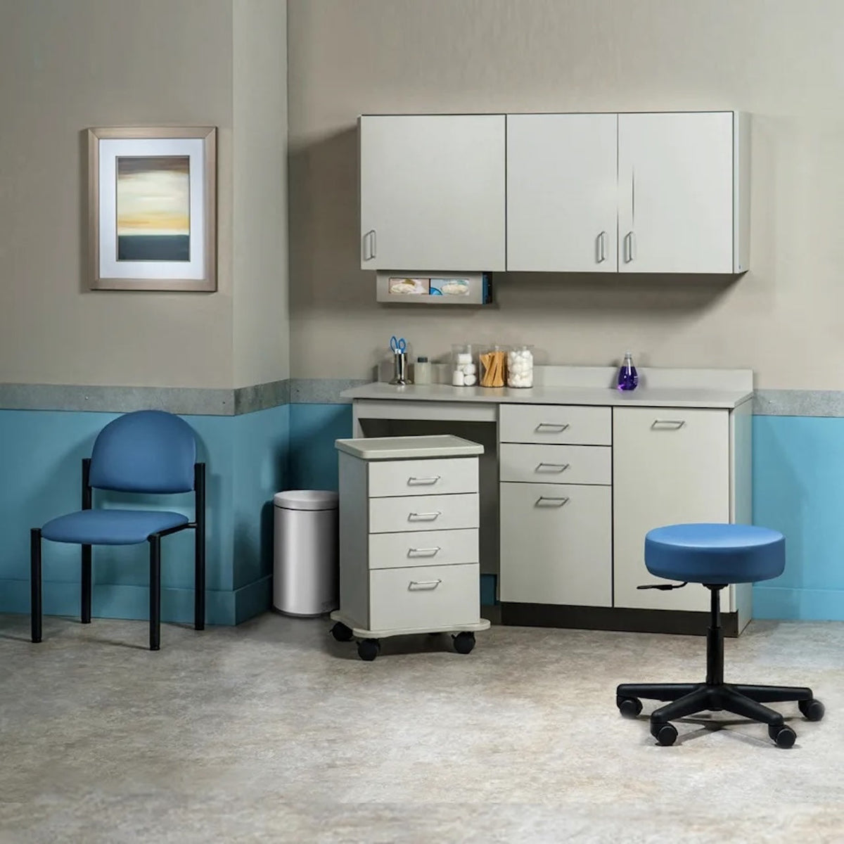 Clinton Industries - 748060L Furniture Package: Includes Wall & Base Cabinet w/ Mobile Cart-Mate on Left. 60"W. Door on Right. Ready Room My Way - product image 1