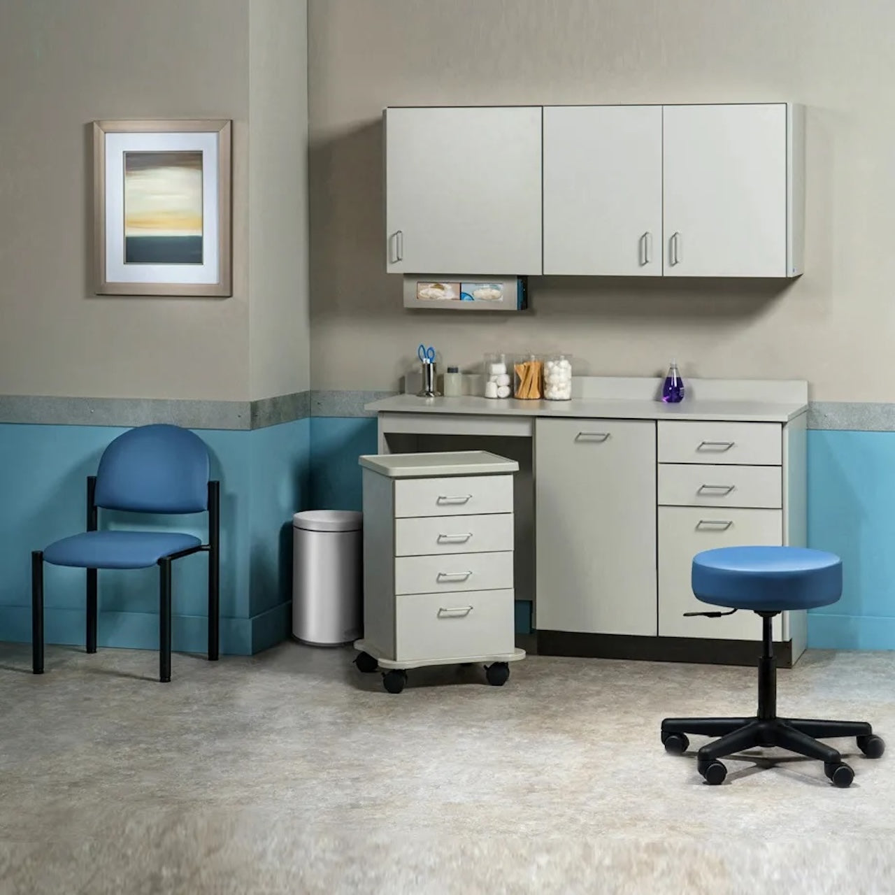 Clinton Industries - 748060ML Furniture Package: Includes Wall & Base Cabinet w/ Mobile Cart-Mate on Left. 60"W. Door in Center. Ready Room My Way - product image 1