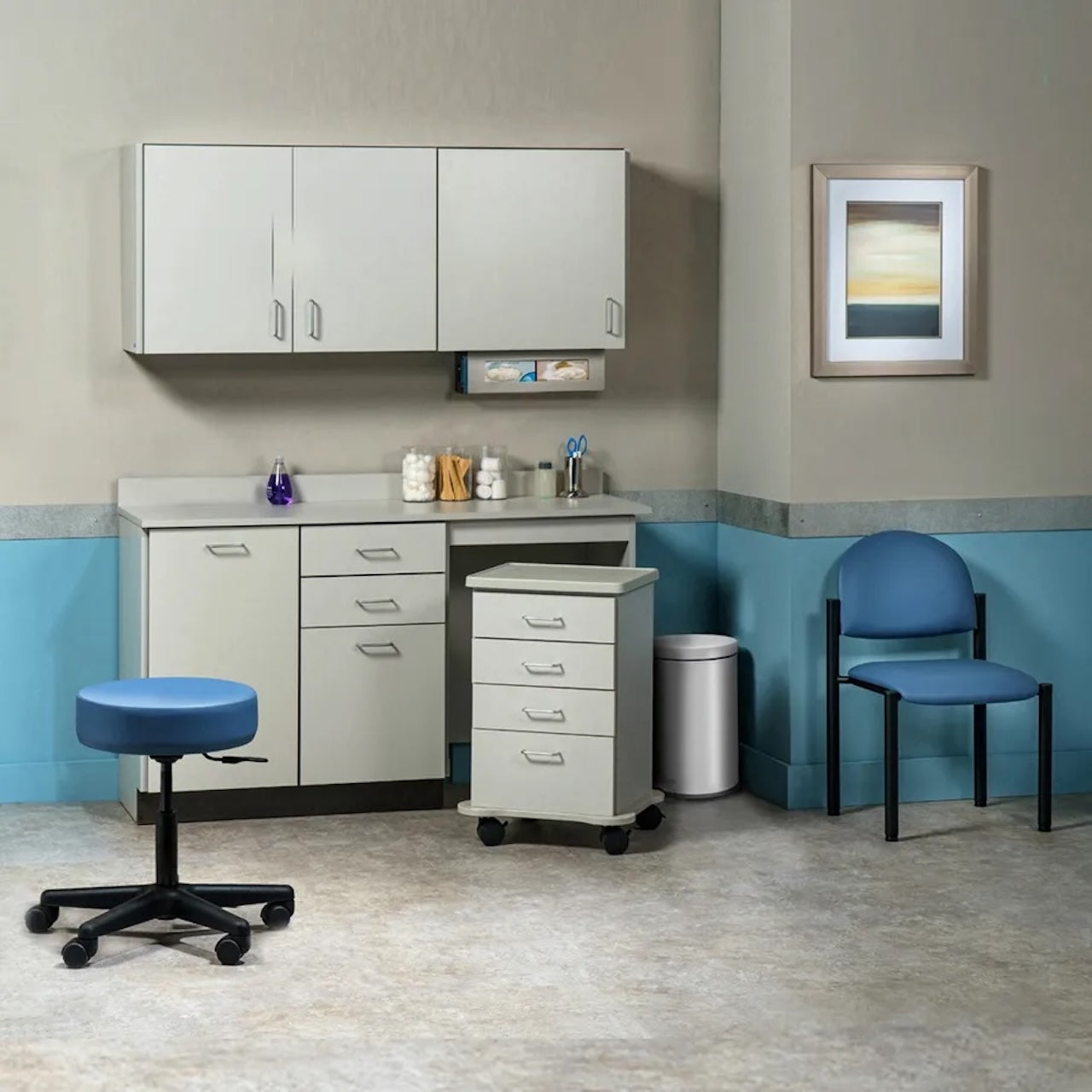 Clinton Industries - 748060R Furniture Package: Includes Wall & Base Cabinet w/ Mobile Cart-Mate on Right. 60"W. Door on Left. Ready Room My Way - product image 1