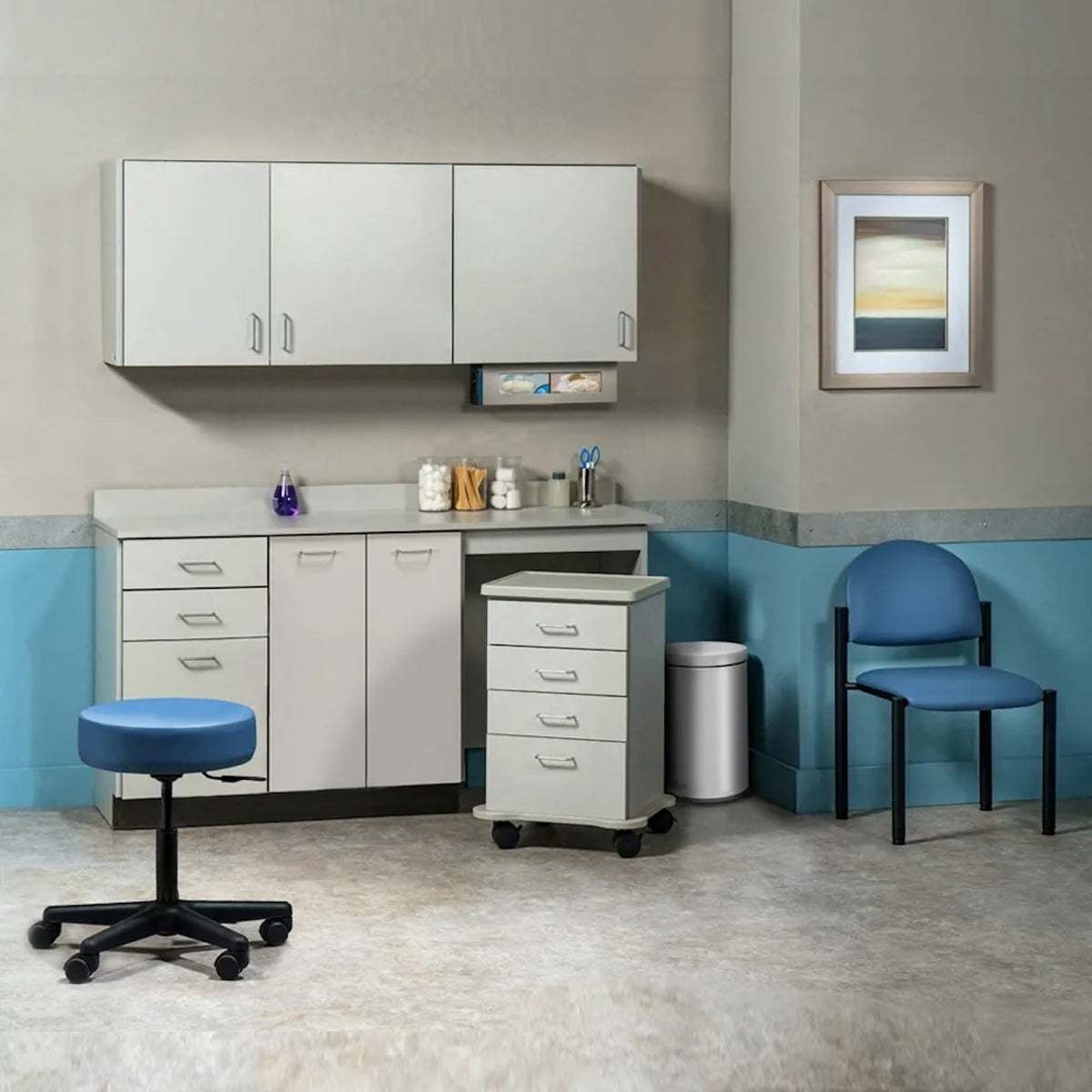 Clinton Industries - 748066MR Furniture Package: Includes Wall & Base Cabinet w/ Mobile Cart-Mate on Right. 66"W. Double Doors in Center. Ready Room My Way - product image 1
