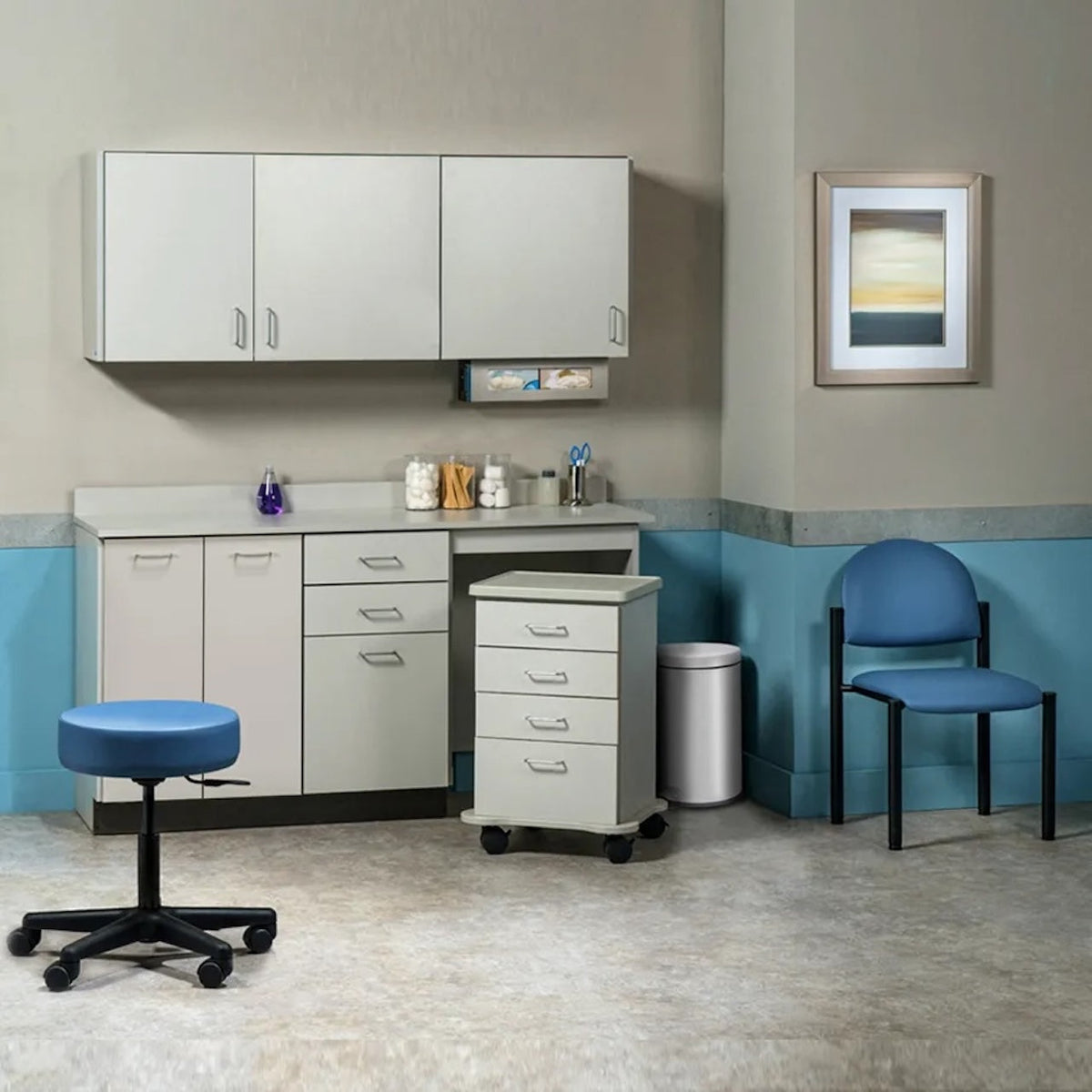 Clinton Industries - 748066R Furniture Package: Includes Wall & Base Cabinet w/ Mobile Cart-Mate on Right. 66"W. Double Doors on Left. Ready Room My Way - product image 1
