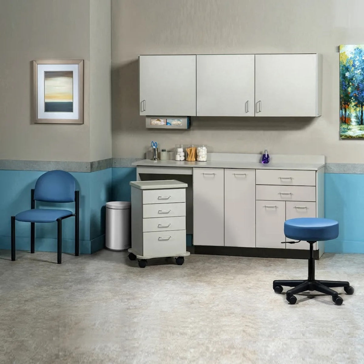 Clinton Industries - 748072ML Furniture Package: Includes Wall & Base Cabinet w/ Mobile Cart-Mate on Left. 72"W. Double Doors in Center. Ready Room My Way - product image 1