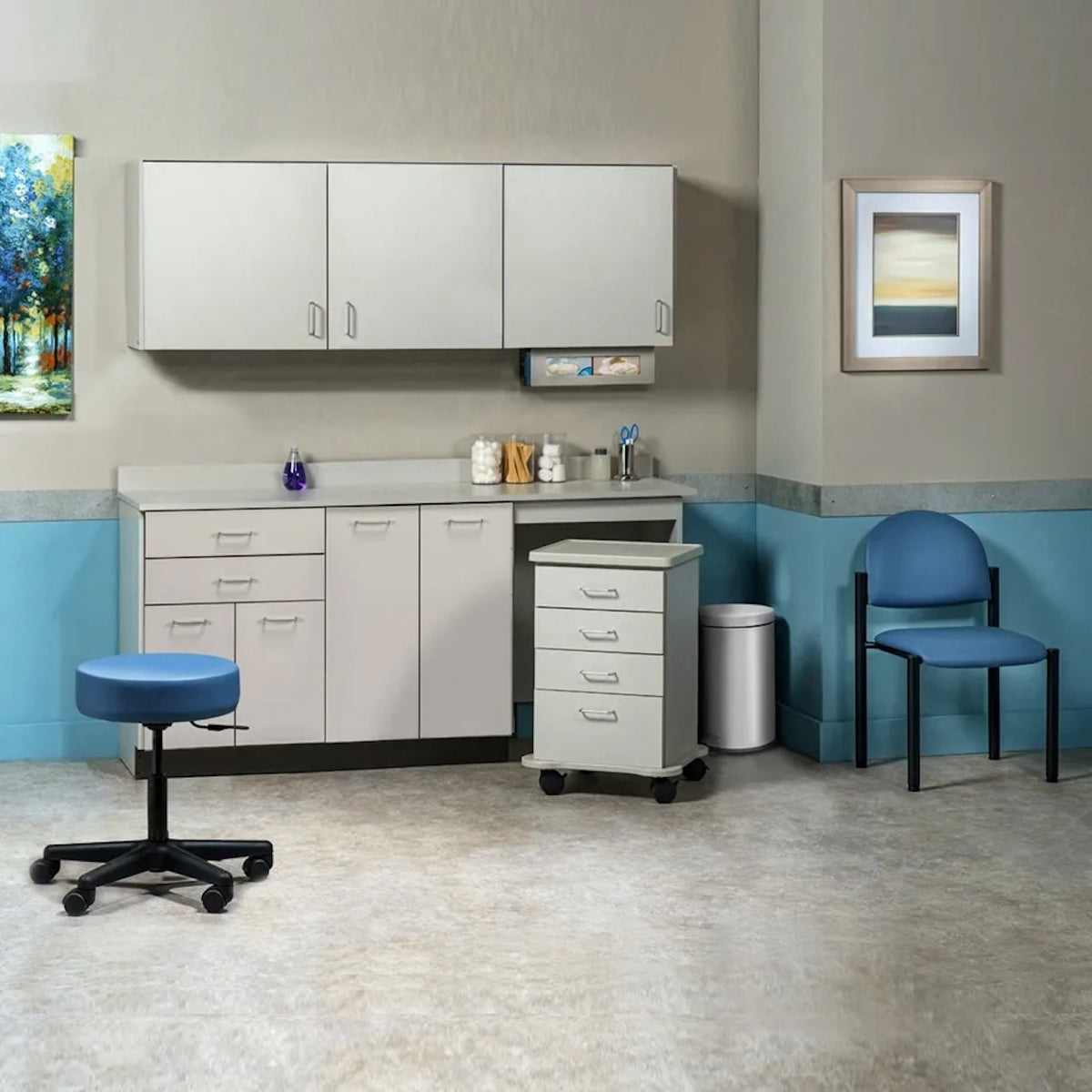 Clinton Industries - 748072MR Furniture Package: Includes Wall & Base Cabinet w/ Mobile Cart-Mate on Right. 72"W. Double Doors in Center. Ready Room My Way - product image 1