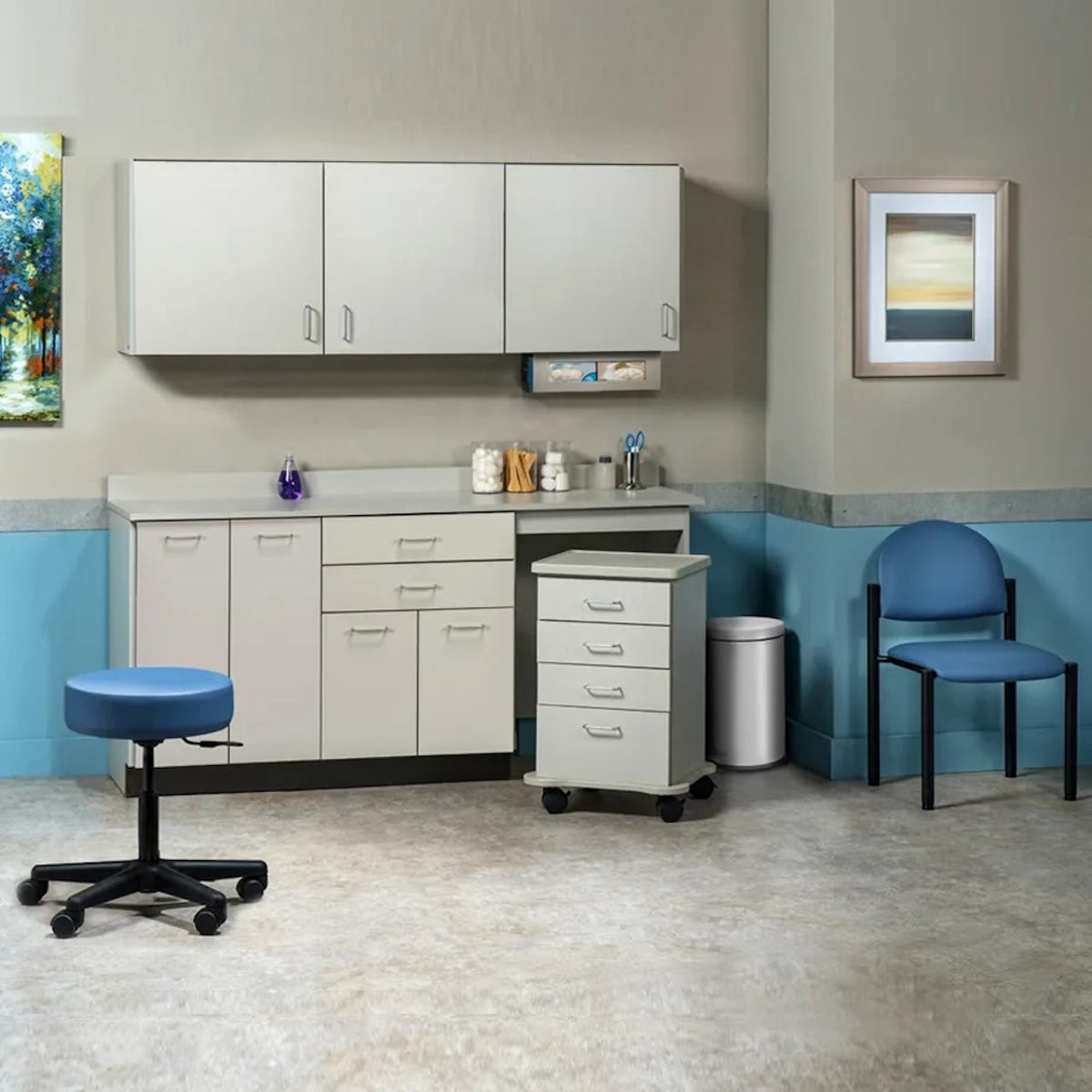 Clinton Industries - 748072R Furniture Package: Includes Wall & Base Cabinet w/ Mobile Cart-Mate on Right. 72"W. Double Doors on Left. Ready Room My Way - product image 1