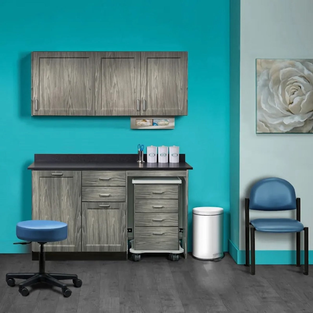 Clinton Industries - 758060R Furniture Package: Includes Wall & Base Cabinet w/ Mobile Cart-Mate on Right. 60"W. Door on Left. Fashion Finish Ready Room My Way - product image 1