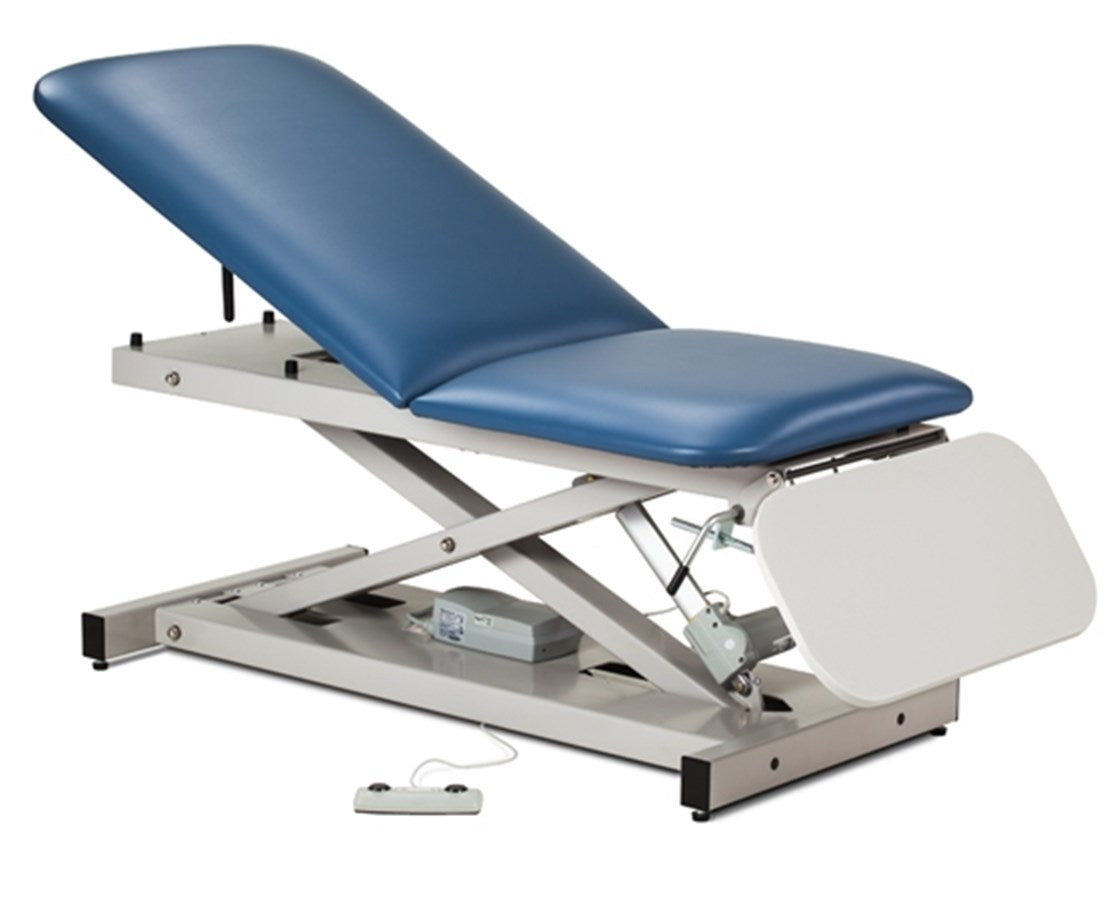 Clinton Industries - 80350 Power Hi-Lo Exam Table. Open Base w/ Adjustable Back & ClintonClean Drop Section. 500 lbs Capacity. 27"W - product image 1