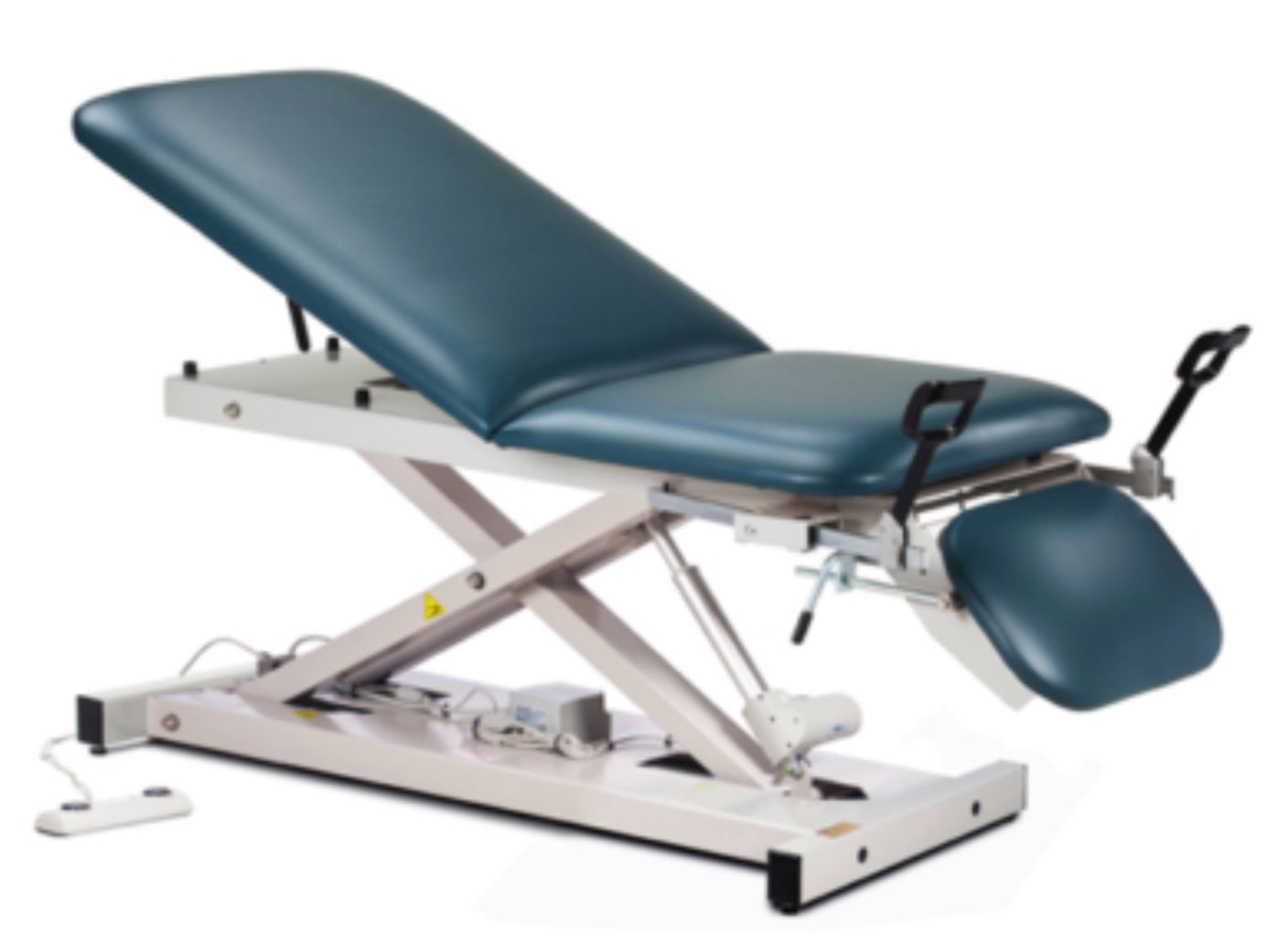 Clinton Industries - 82360 Power Hi-Lo Exam Table. Open Base w/ Adjustable Back, Drop Section, Footrest & Stirrups. 400 lbs Capacity - product image 1