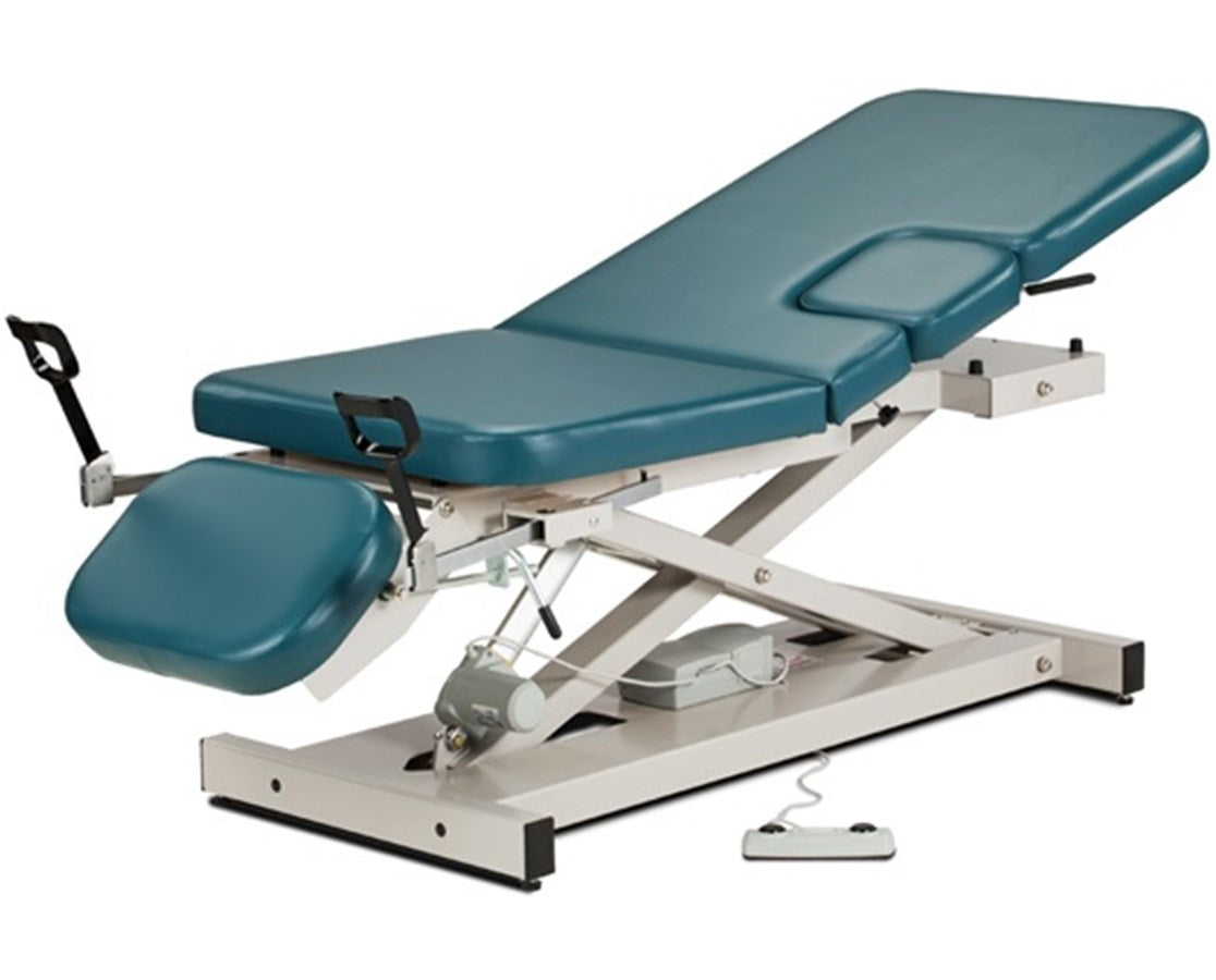 Clinton Industries - 85309 Power Hi-Lo Imaging Table. Open Base w/ Adjustable Back. Drop-Window, Drop Section & Stirrups. 500lbs Capacity Bariatric - product image 1