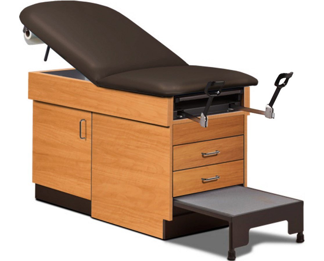 Clinton Industries - 8890 Family Practice Cabinet Exam Table w/ Adjustable Back, Stirrups & Step Stool - product image 1