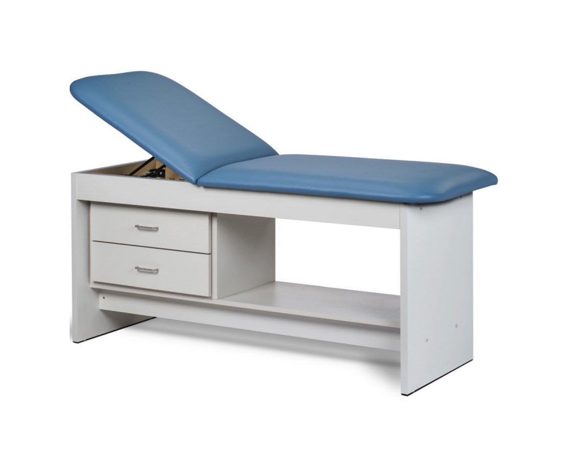 Clinton Industries - 91013-27 Treatment Table w/ Shelf, Drawers & Adjustable Back. 27"W. Panel Leg - product image 1