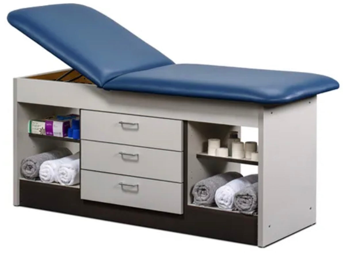 Clinton Industries - 98013-30 Cabinet Treatment Table w/ Adjustable Backrest, 4 Shelves & 3 Drawers. 72"L x 30"W - product image 1