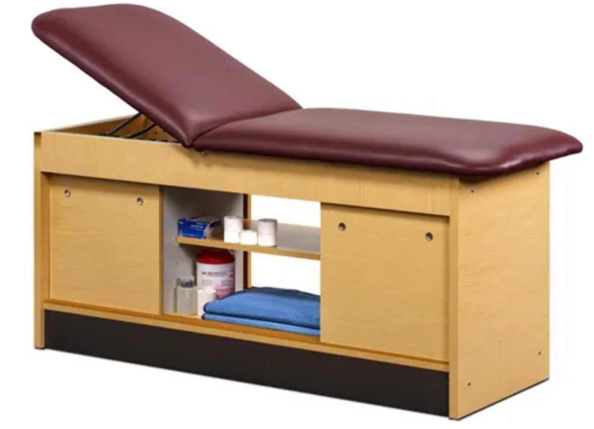 Clinton Industries - 98044-38 Cabinet Treatment Table w/ Adjustable Backrest, 6 Shelves & 4 Sliding Doors. 78"L x 30"W - product image 1