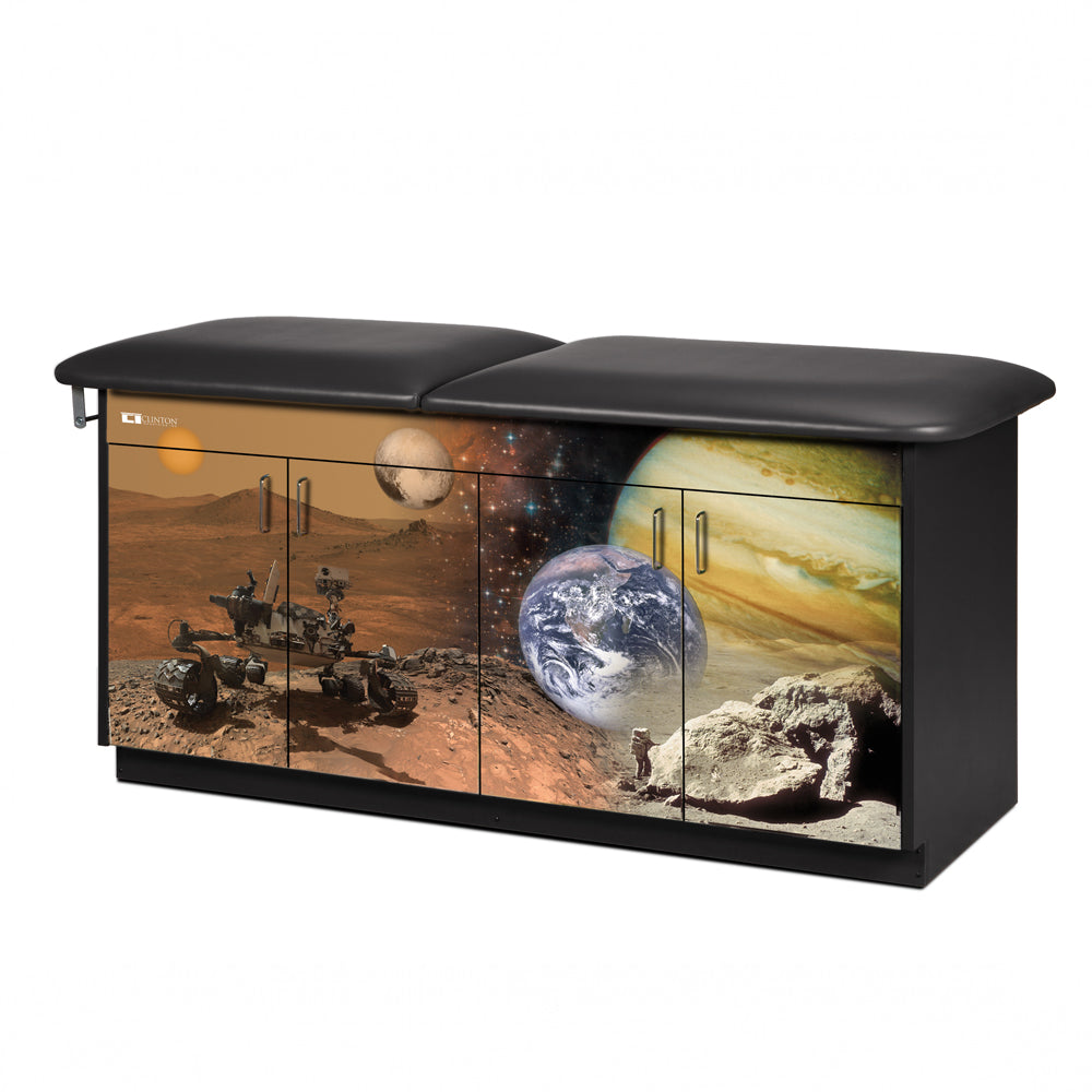 Clinton Industries - 7944 Pediatric Cabinet Treatment Table w/ Adjustable Backrest. Adventure, Cosmos Graphics - Clinton Industries product image