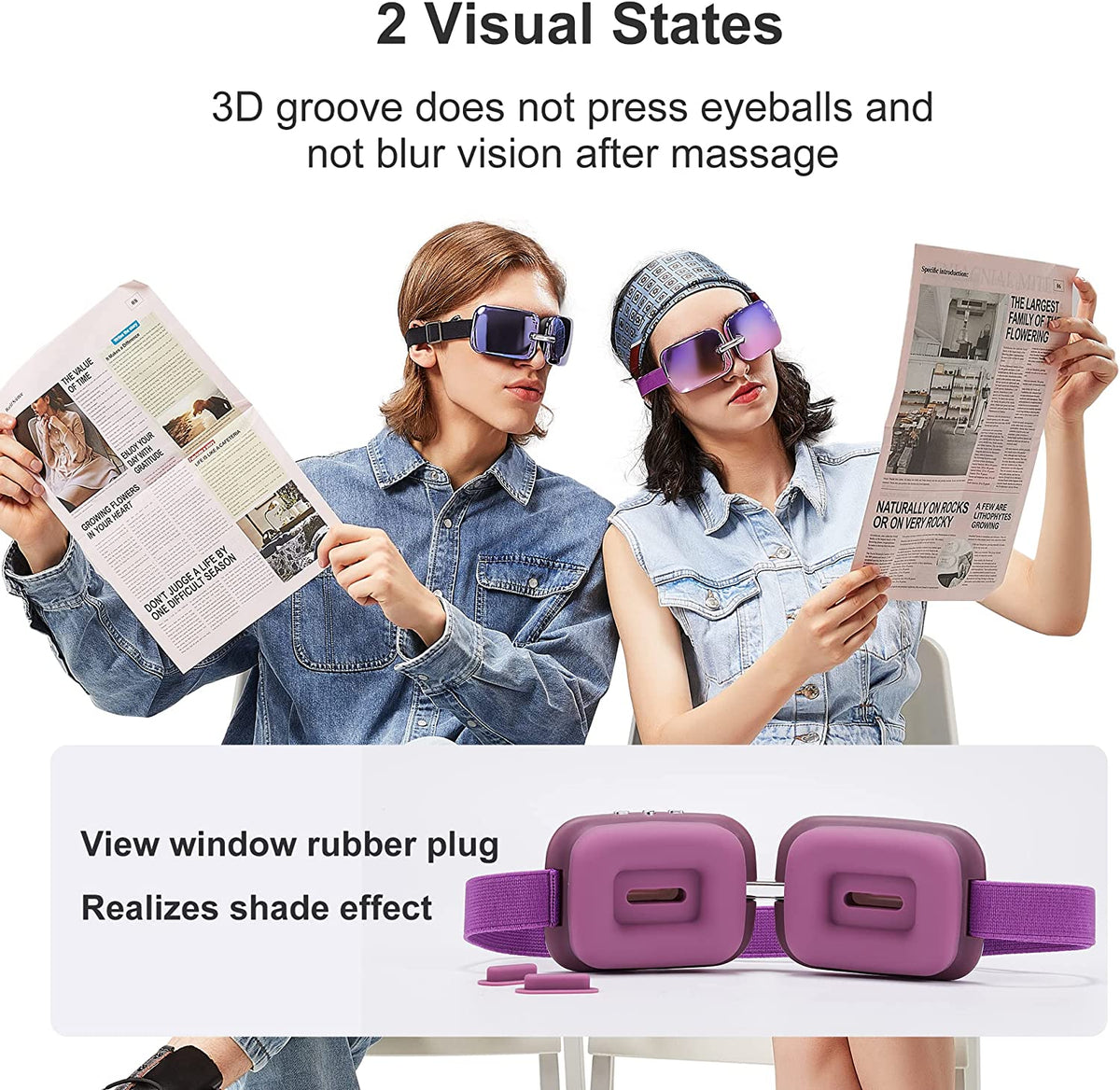 Master Massage - E10 Lightweight Foldable Eye Massager with Heat and Vibration, 112g Portable Travel Eye Massager, 4 Massage Modes, 3 Heat Levels, USB-C Rechargeable Eye Mask Massager for Eye Fatigue Relief