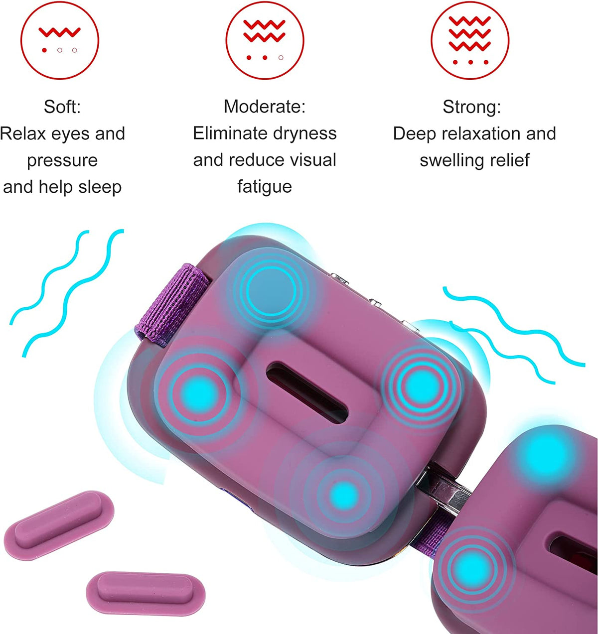 Master Massage - E10 Lightweight Foldable Eye Massager with Heat and Vibration, 112g Portable Travel Eye Massager, 4 Massage Modes, 3 Heat Levels, USB-C Rechargeable Eye Mask Massager for Eye Fatigue Relief
