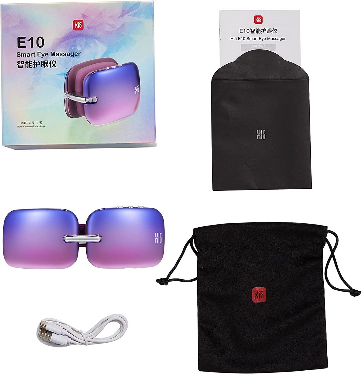 Master Massage - E10 Lightweight Foldable Eye Massager with Heat and Vibration, 112g Portable Travel Eye Massager, 4 Massage Modes, 3 Heat Levels, USB-C Rechargeable Eye Mask Massager for Eye Fatigue Relief