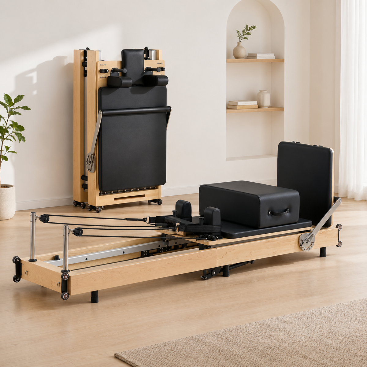 Master Massage - SpaceSaver Foldable Pilates Reformer 60cm Maple Frame