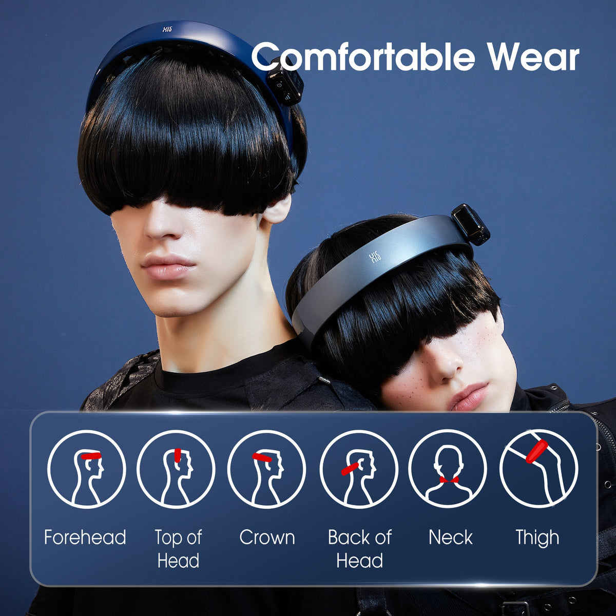 Master Massage - H1 Deluxe Hands-Free Scalp Massager, Wearable Headband Massager with 11 Vibration Nodes, 5 Massage Modes, 3 Intensity Levels, App Control, USB-C Rechargeable, Lightweight Portable Head Massager with Travel Pouch