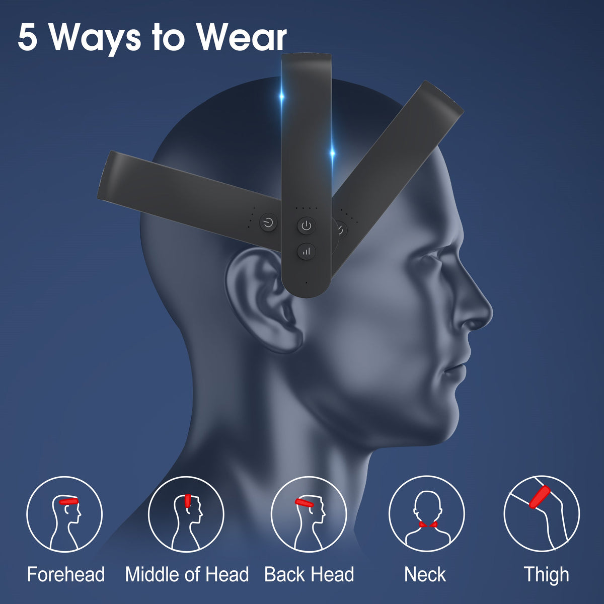 Master Massage - H2 HANDS-FREE Electric Scalp Massager for Head Massage with Heat, 10 Vibrating Contacts, 5 Massage Modes, Wearable Headband Design for Relaxation and Daily Stress Relief
