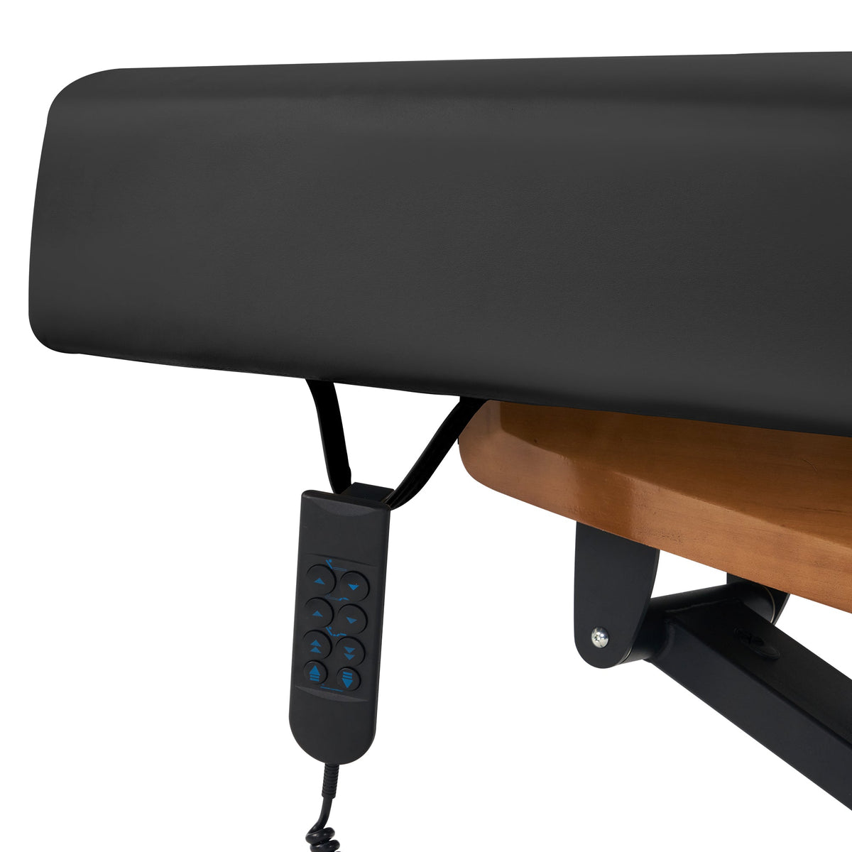 Master Massage - Atlas Deluxe Electric Lift Spa Salon Stationary Bed - Oak Base, Cream Top with Interchangable Black Upholstery