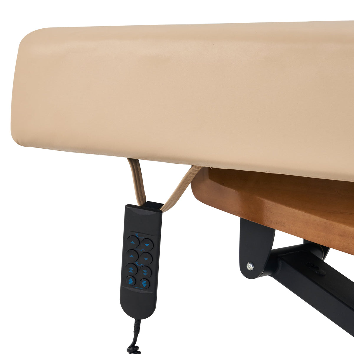 Master Massage - Atlas Deluxe Electric Lift Spa Salon Stationary Bed - Cream Top with Oak Base